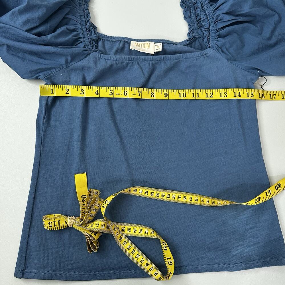 Nation LTD Top Womens Medium Carolina Blue‎ Dale Renaissance Puff Sleeve NWT - Picture 8 of 10